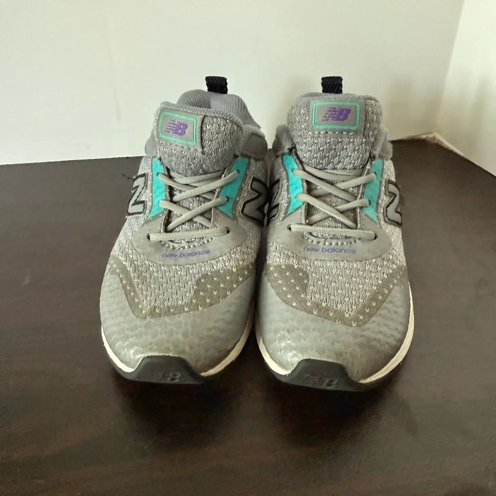 New Balance Kids' Gray and Teal Sneakers
